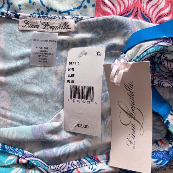Linea Donatella Women's Blue Printed Sleeveless Chemise / Pajama Dress NWT - Picture 8 of 8